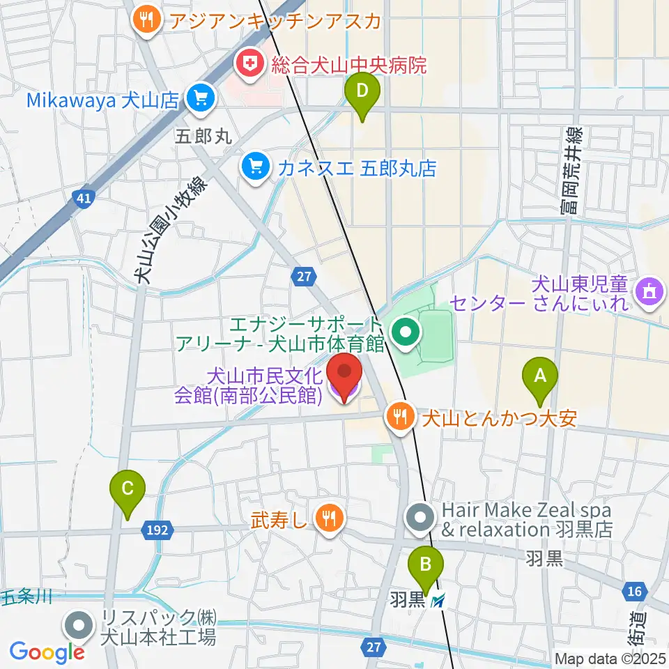 犬山市民文化会館周辺のコンビニエンスストア一覧地図
