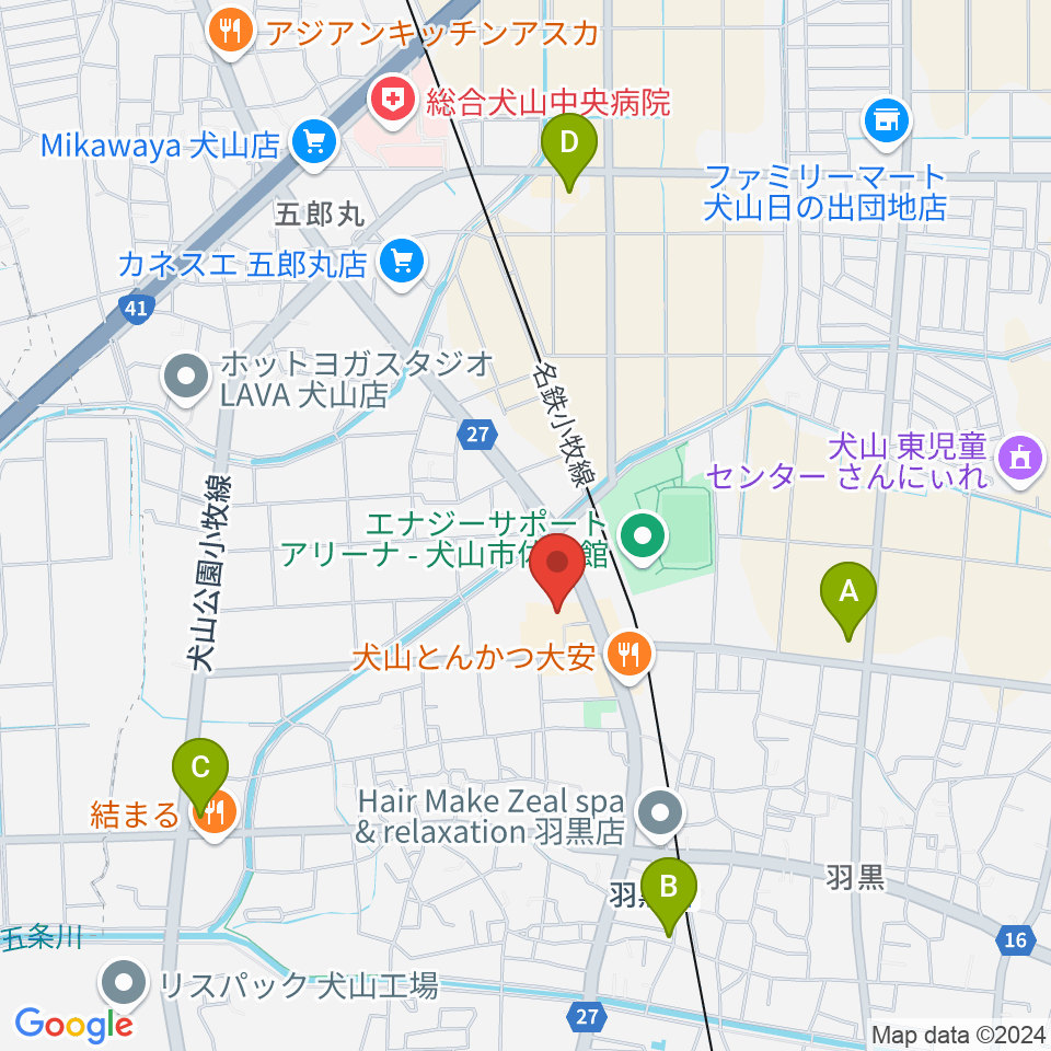 犬山市南部公民館周辺のコンビニエンスストア一覧地図