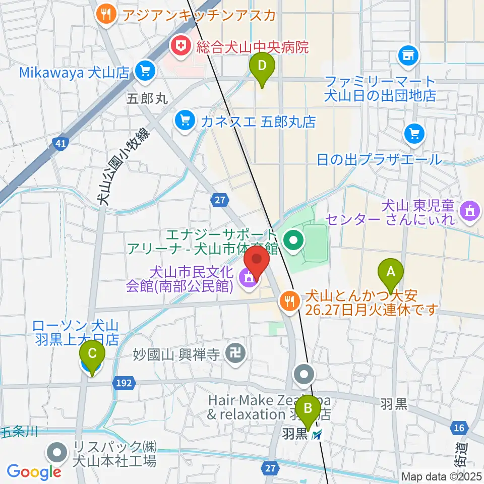 犬山市南部公民館周辺のコンビニエンスストア一覧地図