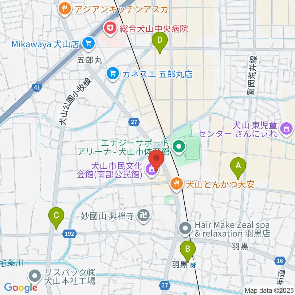 犬山市南部公民館周辺のコンビニエンスストア一覧地図