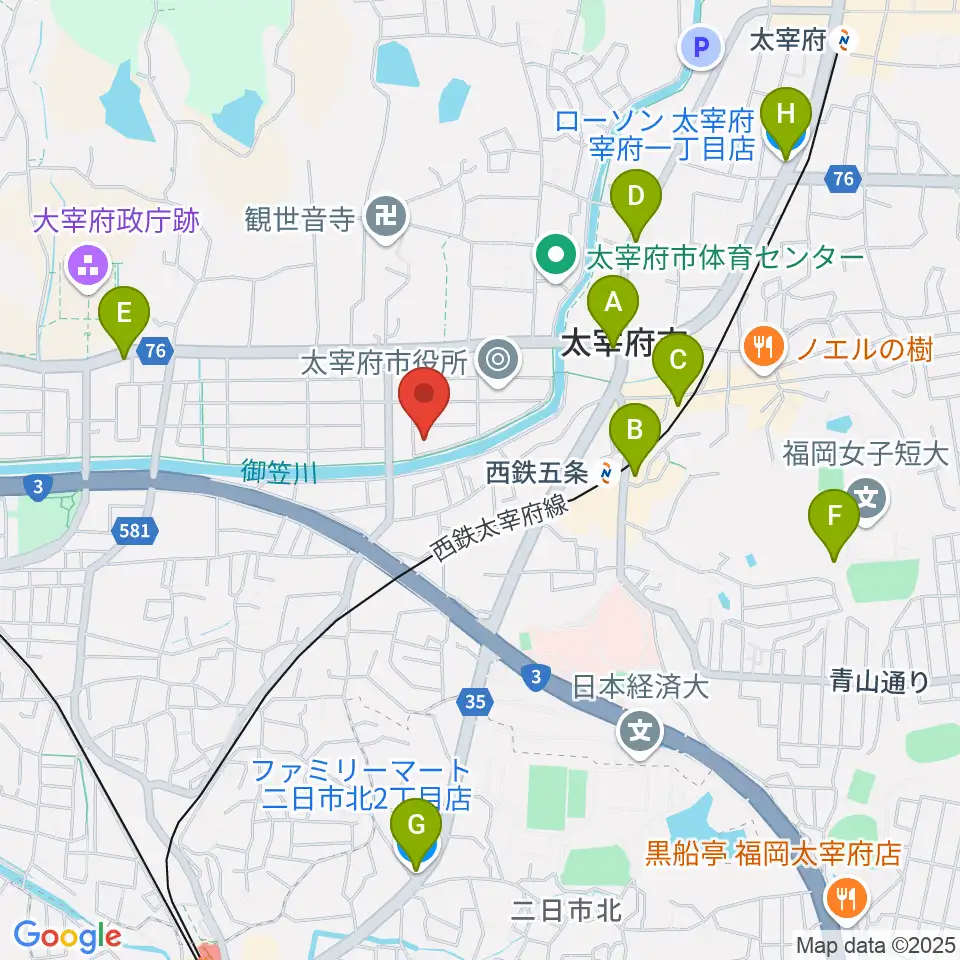 プラム・カルコア太宰府周辺のコンビニエンスストア一覧地図