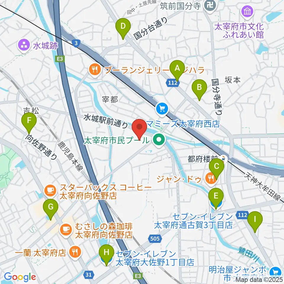 とびうめアリーナ 太宰府市総合体育館周辺のコンビニエンスストア一覧地図