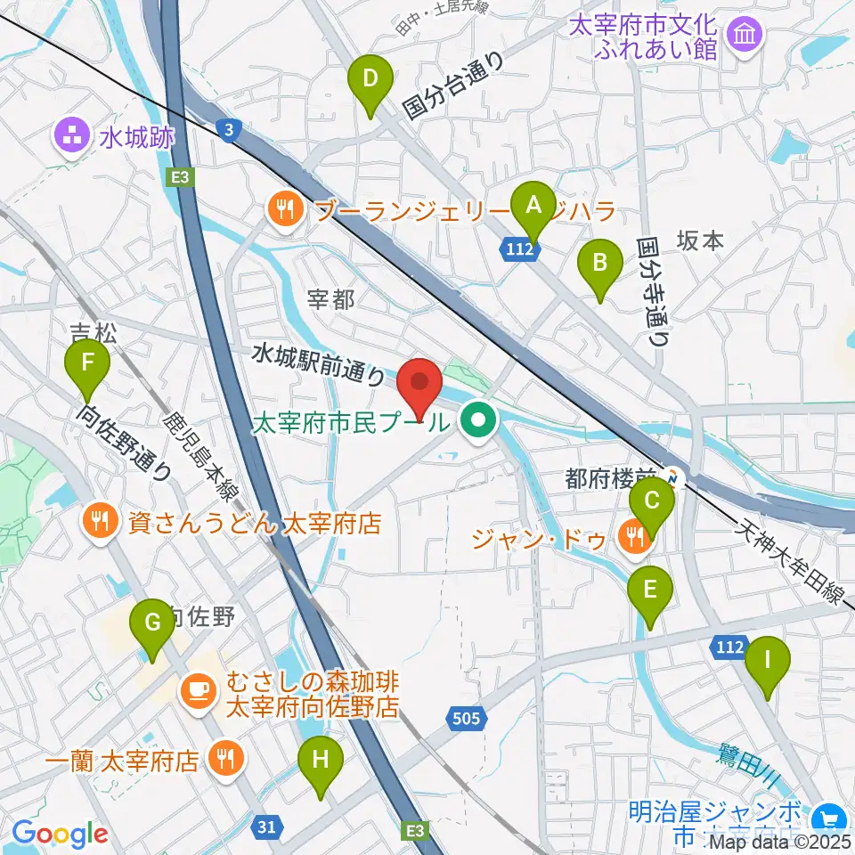 とびうめアリーナ 太宰府市総合体育館周辺のコンビニエンスストア一覧地図