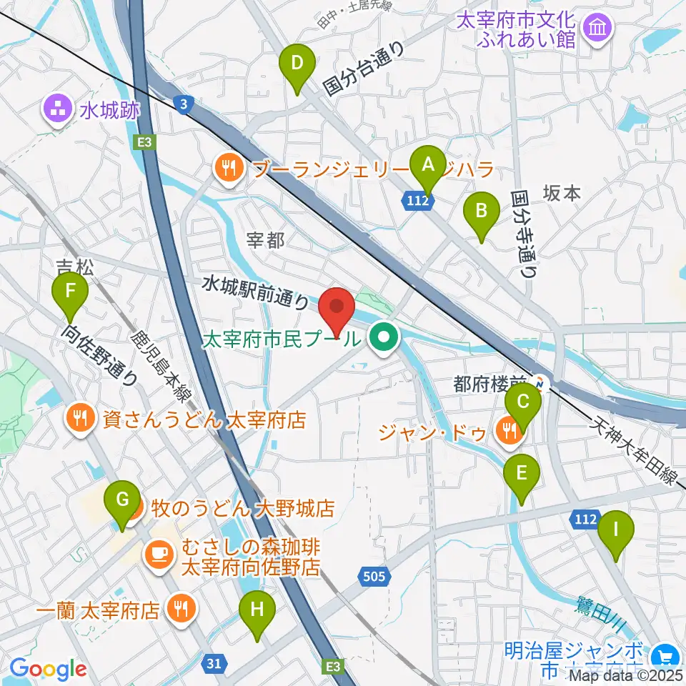 とびうめアリーナ 太宰府市総合体育館周辺のコンビニエンスストア一覧地図