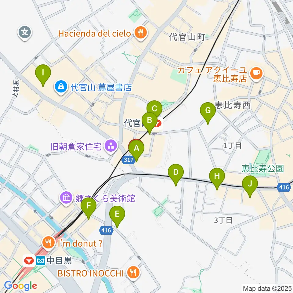 代官山B1FLAT周辺のコンビニエンスストア一覧地図