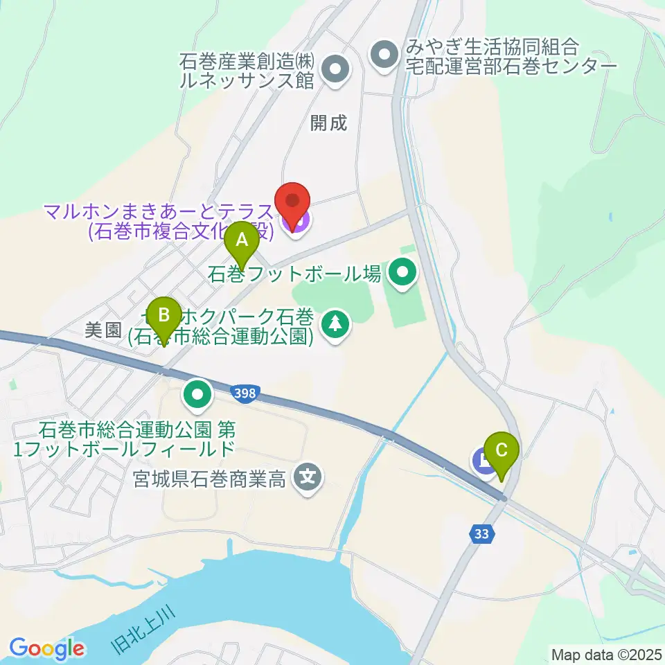 マルホンまきあーとテラス周辺のコンビニエンスストア一覧地図