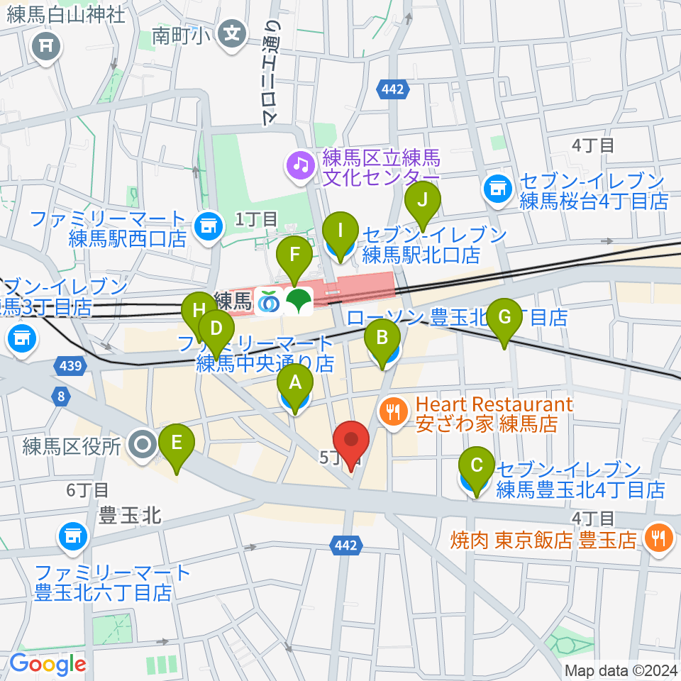 練馬FAMILY周辺のコンビニエンスストア一覧地図