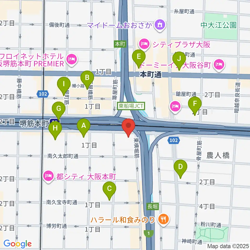 J:COM中央区民センター周辺のコンビニエンスストア一覧地図
