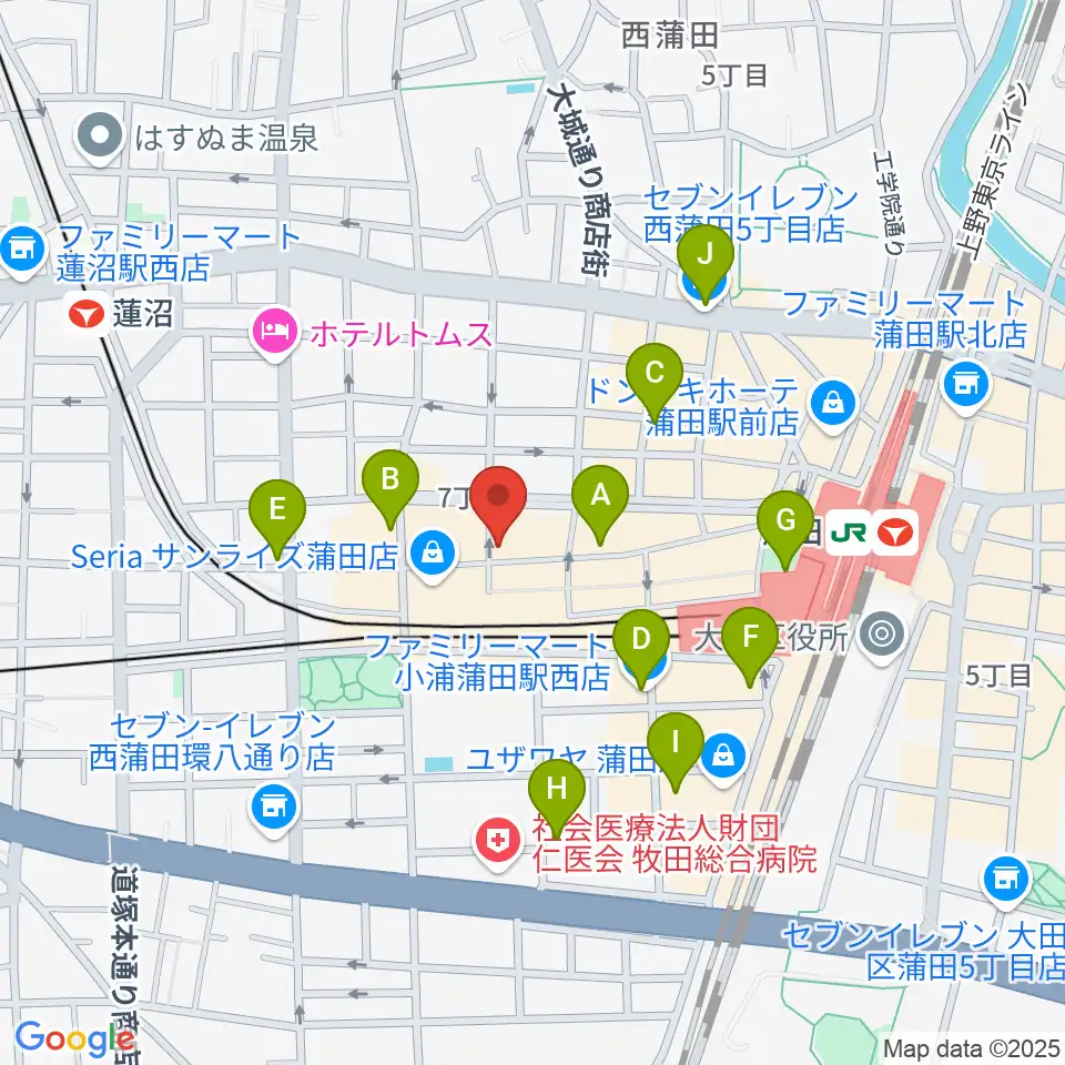 新堀ギター音楽院 蒲田教室周辺のコンビニエンスストア一覧地図
