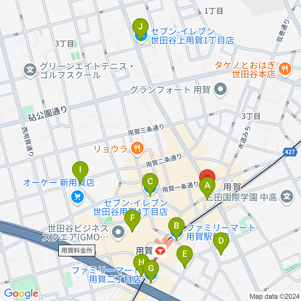 用賀 お琴・尺八・篠笛教室周辺のコンビニエンスストア一覧地図