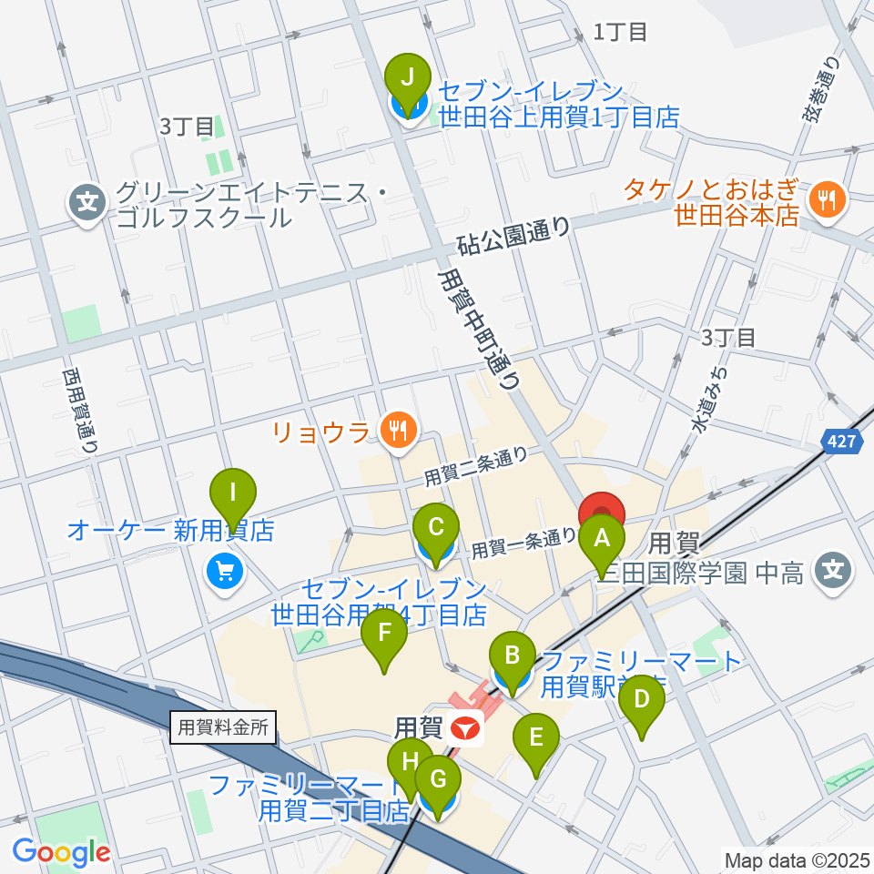 用賀 お琴・尺八・篠笛教室周辺のコンビニエンスストア一覧地図