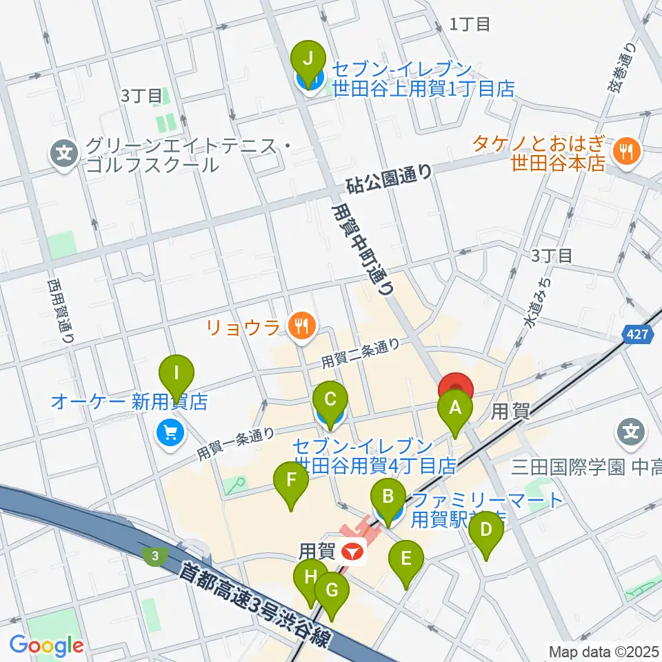 用賀 お琴・尺八・篠笛教室周辺のコンビニエンスストア一覧地図