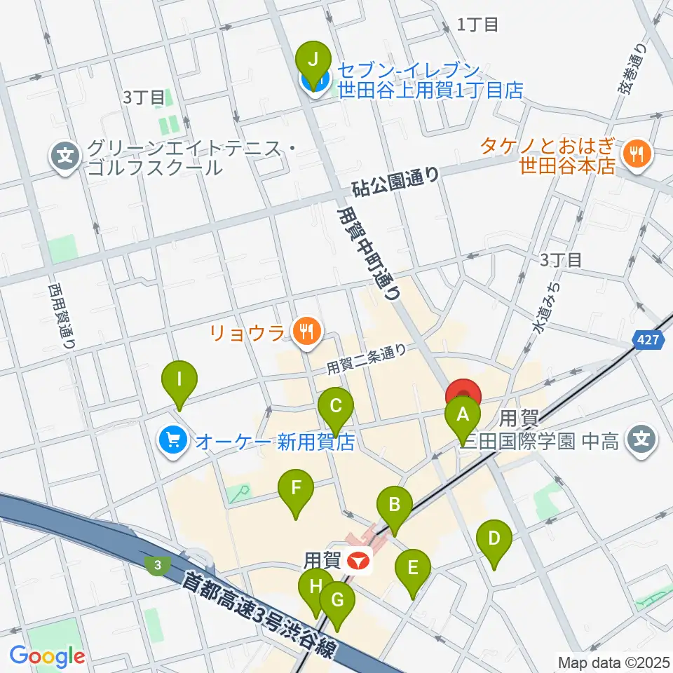 用賀 お琴・尺八・篠笛教室周辺のコンビニエンスストア一覧地図