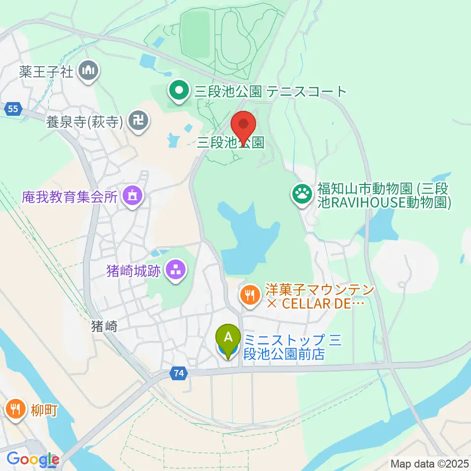 三段池公園総合体育館周辺のコンビニエンスストア一覧地図