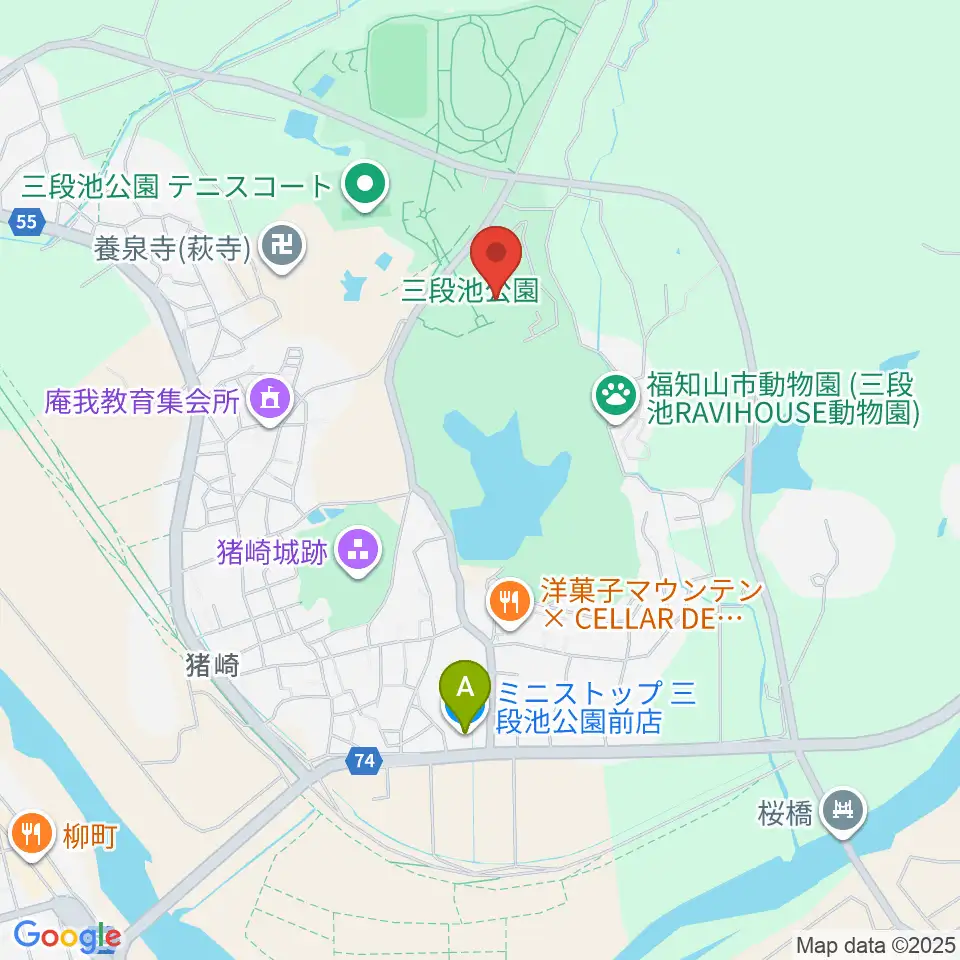 三段池公園総合体育館周辺のコンビニエンスストア一覧地図