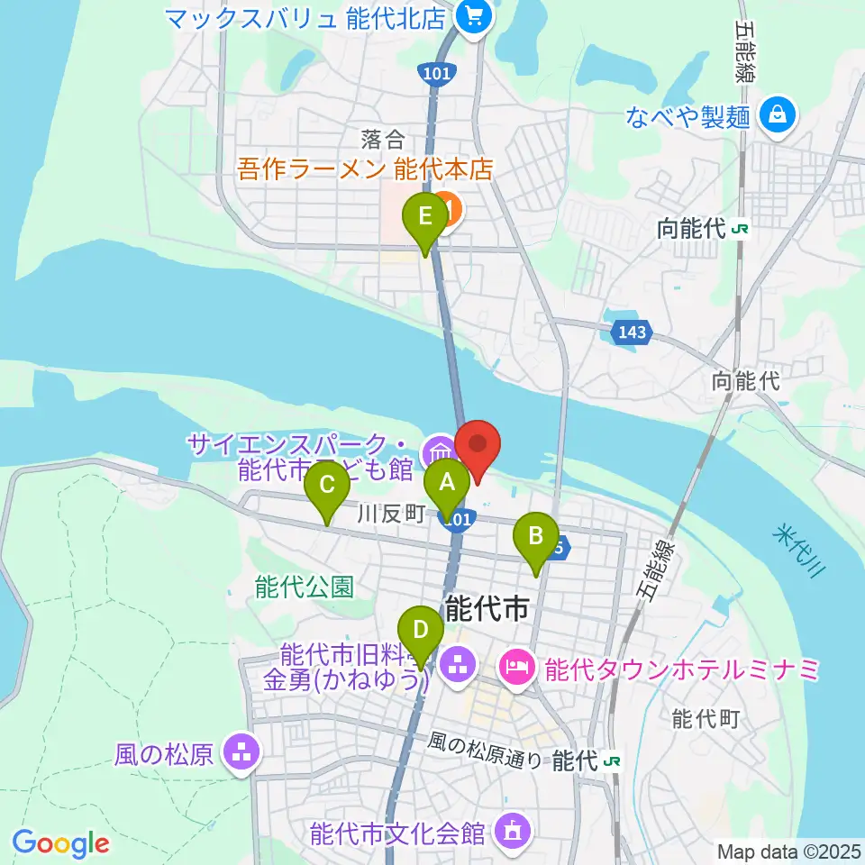 能代市総合体育館周辺のコンビニエンスストア一覧地図