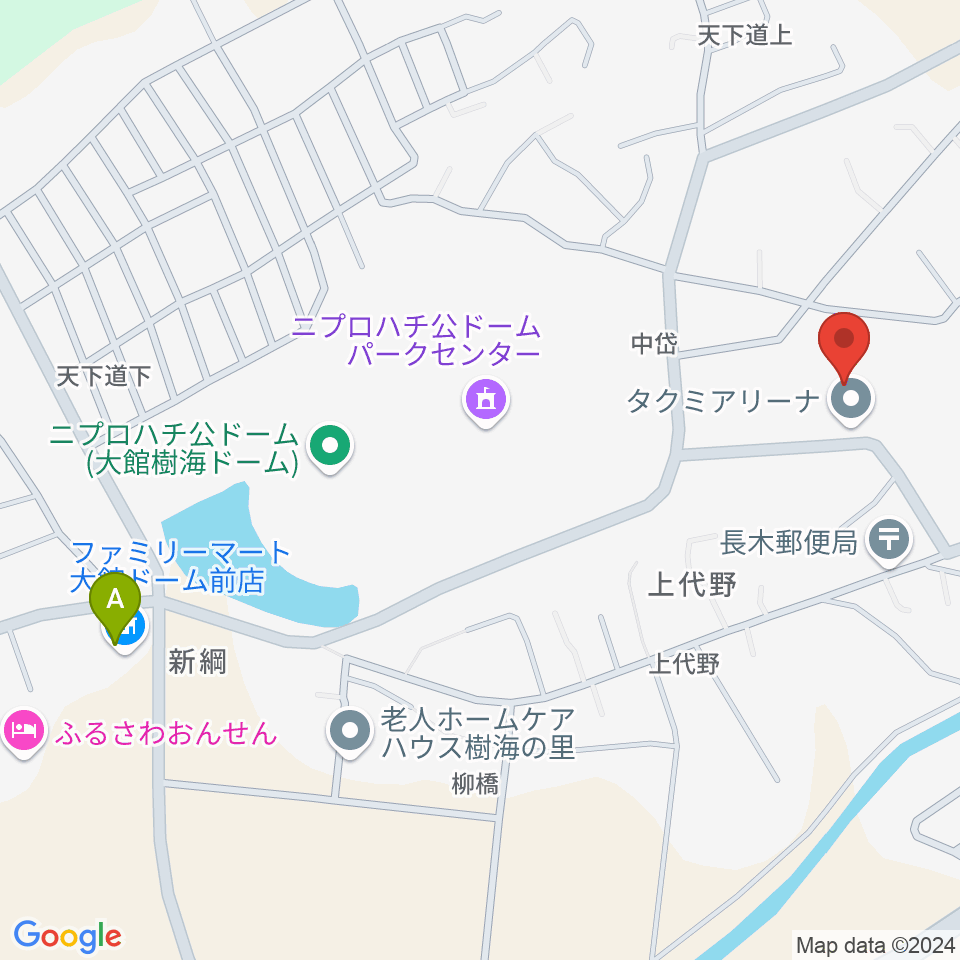 タクミアリーナ（大館市樹海体育館）周辺のコンビニエンスストア一覧地図