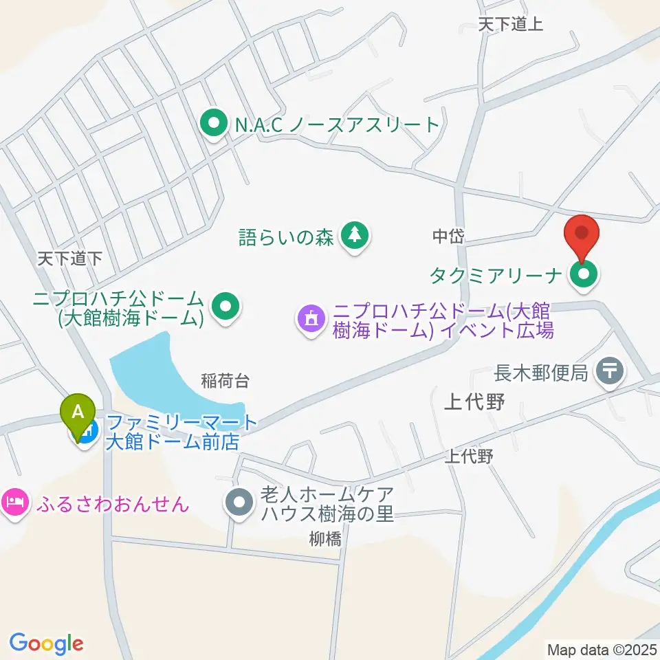 タクミアリーナ周辺のコンビニエンスストア一覧地図