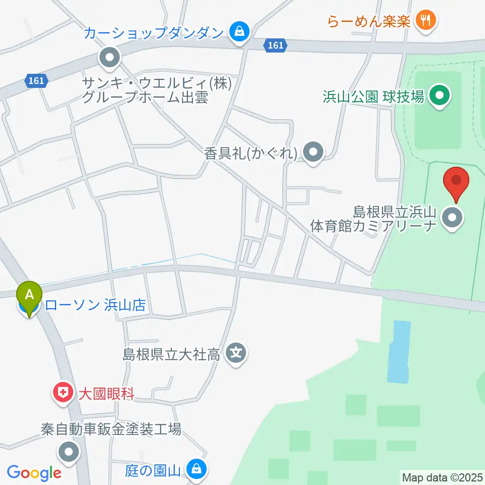 島根県立浜山体育館カミアリーナ周辺のコンビニエンスストア一覧地図