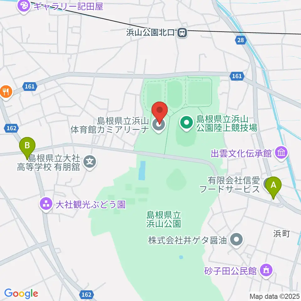 島根県立浜山体育館カミアリーナ周辺のコンビニエンスストア一覧地図