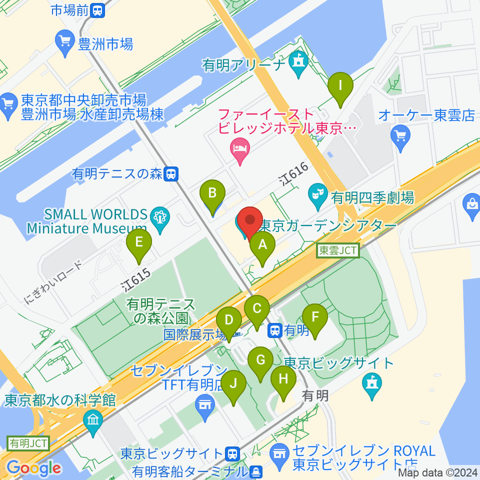 東京ガーデンシアター周辺のコンビニエンスストア一覧地図