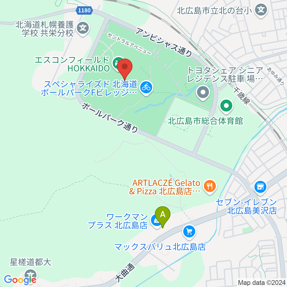 エスコンフィールドHOKKAIDO周辺のコンビニエンスストア一覧地図