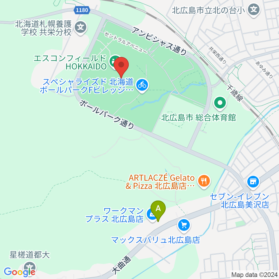 エスコンフィールドHOKKAIDO周辺のコンビニエンスストア一覧地図