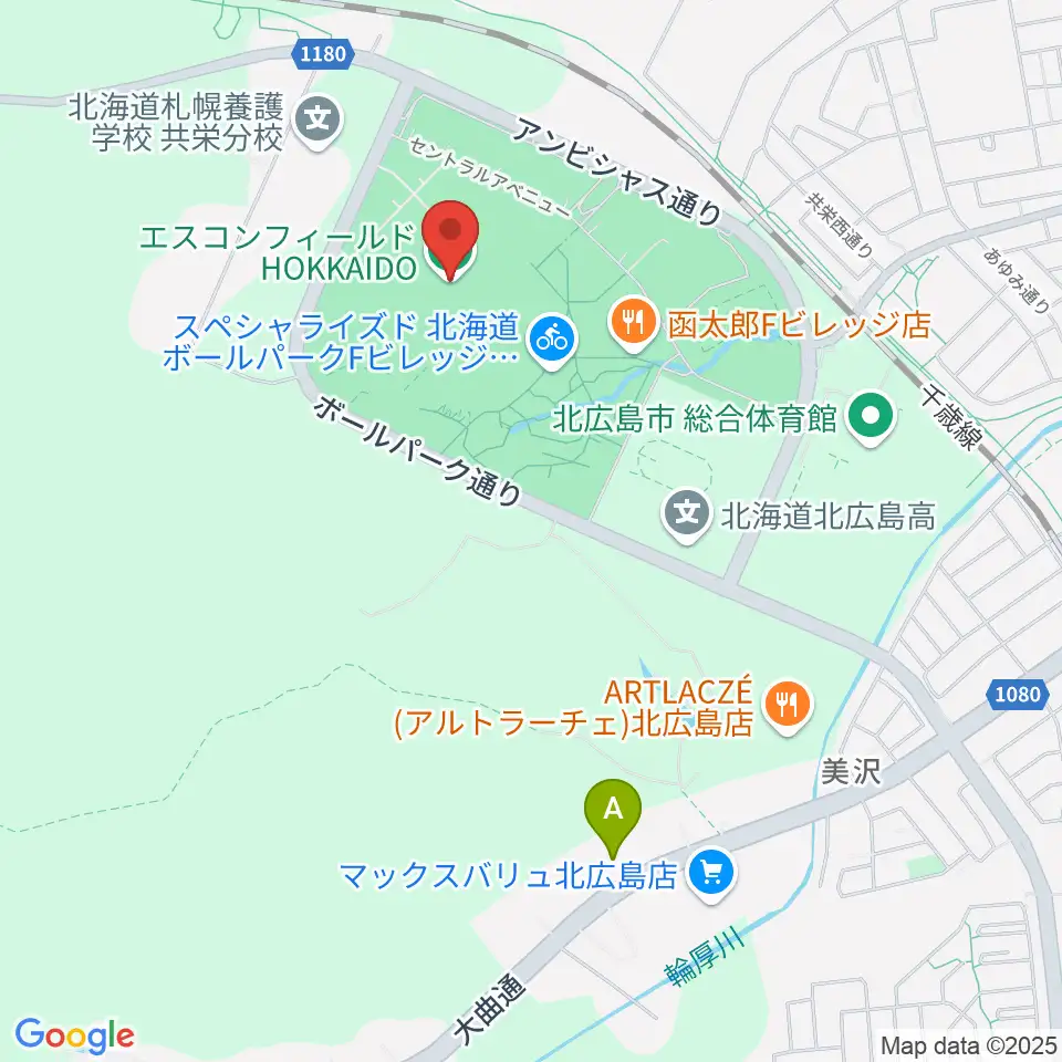 エスコンフィールドHOKKAIDO周辺のコンビニエンスストア一覧地図