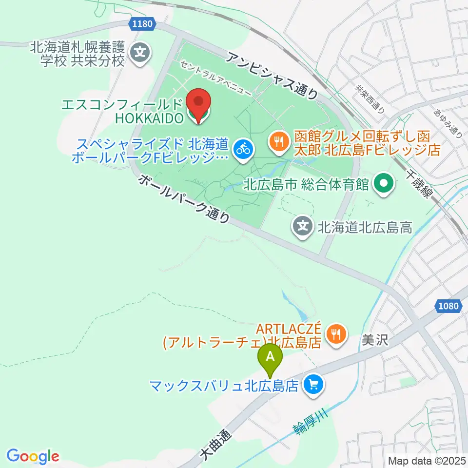 エスコンフィールドHOKKAIDO周辺のコンビニエンスストア一覧地図