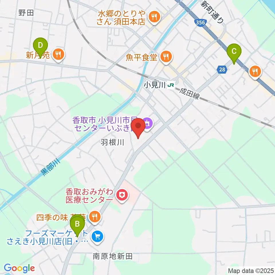 小見川市民センターいぶき館周辺のコンビニエンスストア一覧地図