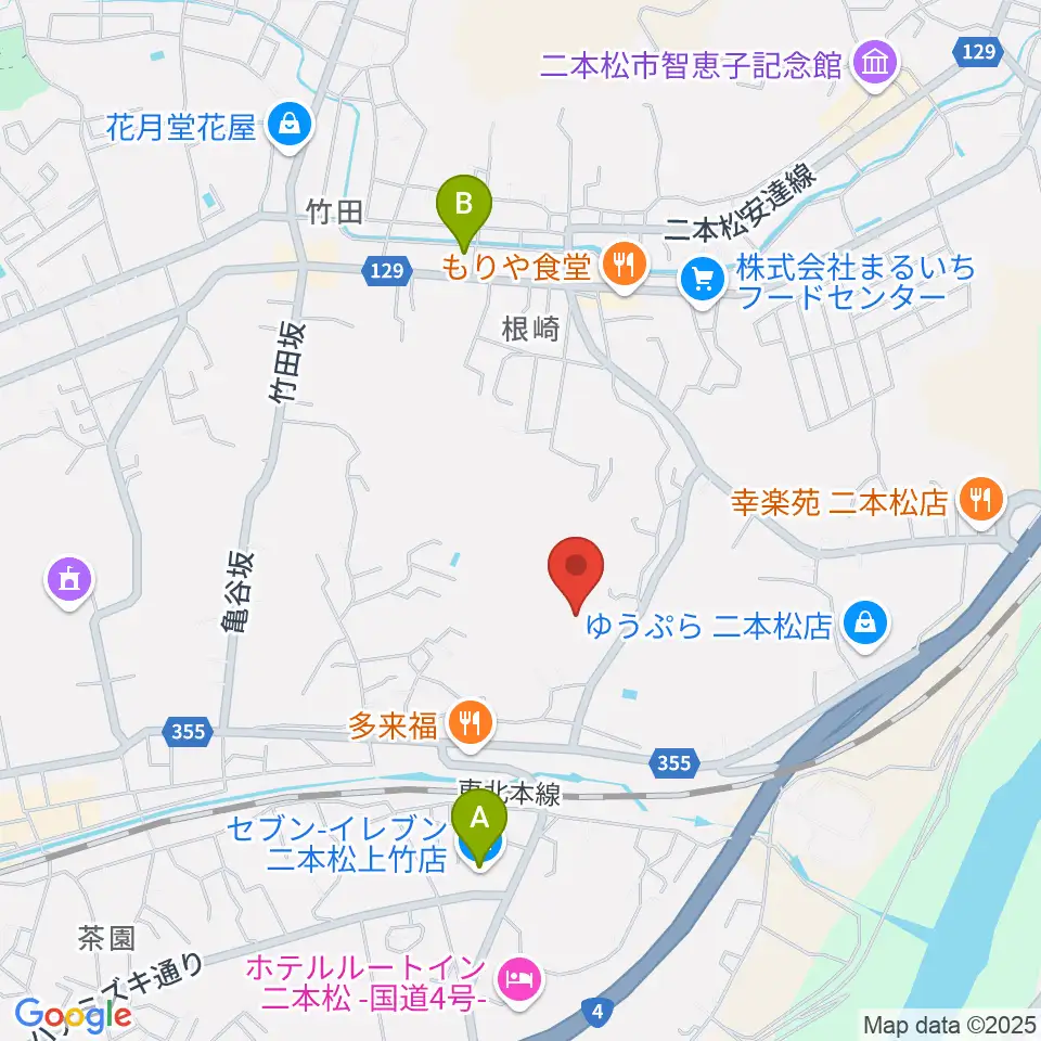 二本松市民会館周辺のコンビニエンスストア一覧地図