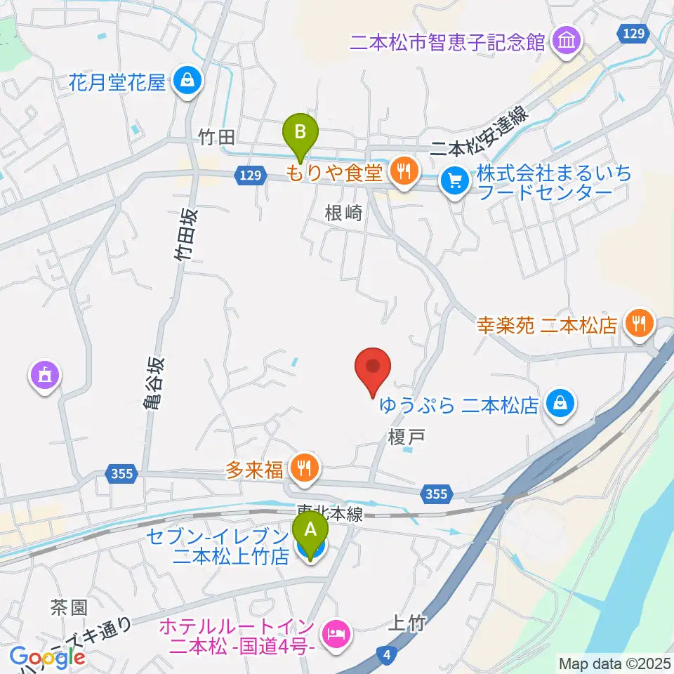 二本松市民会館周辺のコンビニエンスストア一覧地図