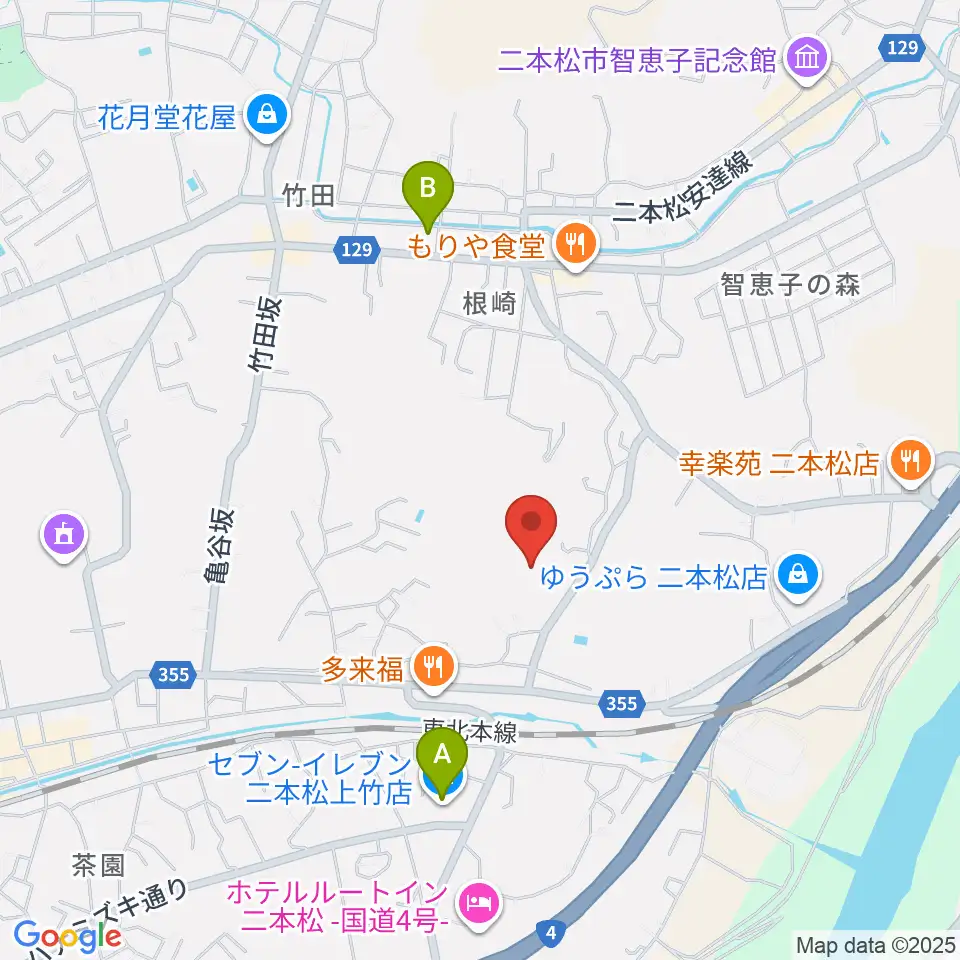 二本松市民会館周辺のコンビニエンスストア一覧地図