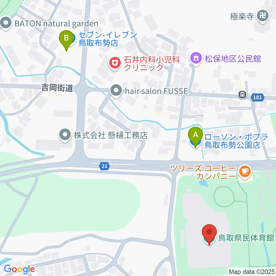 鳥取県民体育館周辺のコンビニエンスストア一覧地図