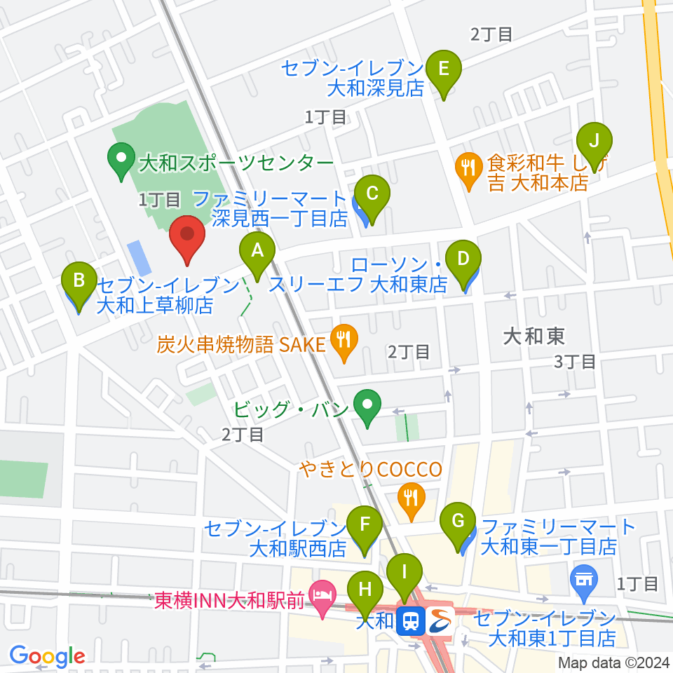 大和スポーツセンター体育会館周辺のコンビニエンスストア一覧地図