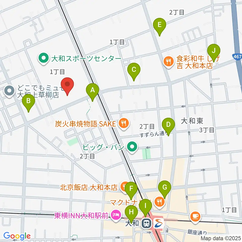 大和スポーツセンター体育会館周辺のコンビニエンスストア一覧地図