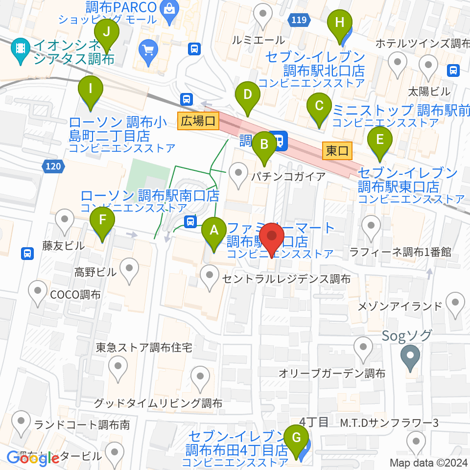 スタジオニド調布店周辺のコンビニエンスストア一覧地図