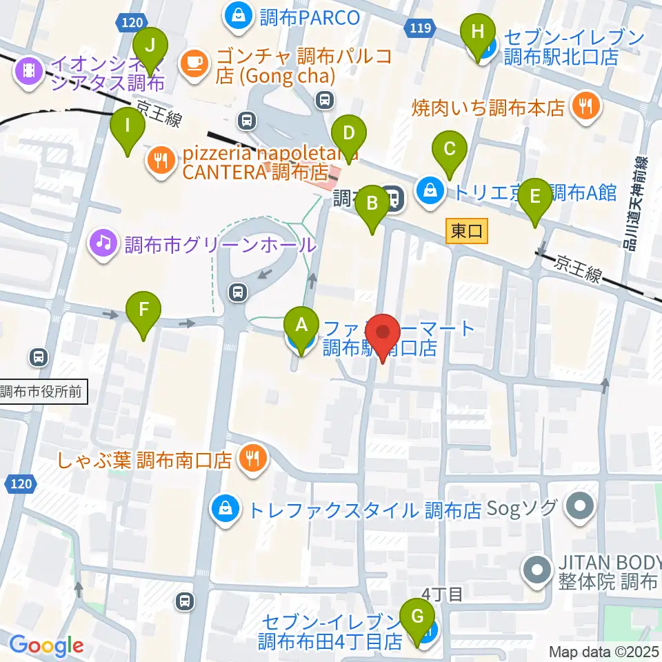 スタジオニド調布店周辺のコンビニエンスストア一覧地図