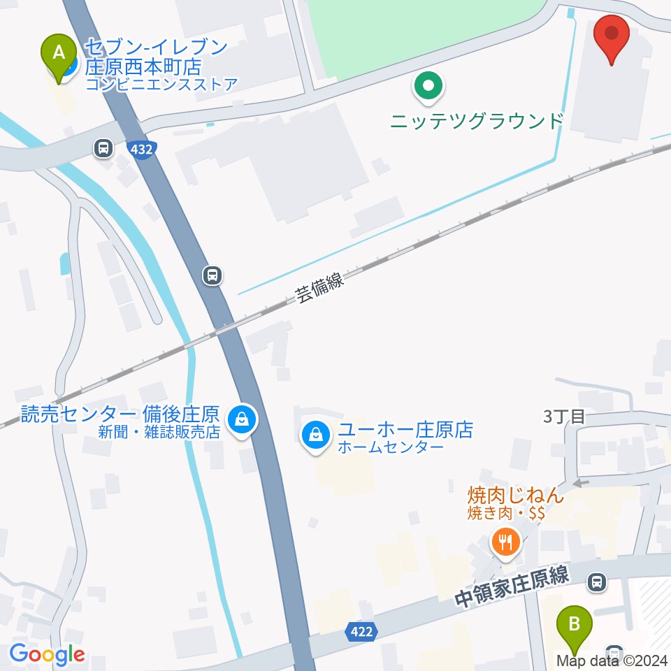 庄原市総合体育館周辺のコンビニエンスストア一覧地図