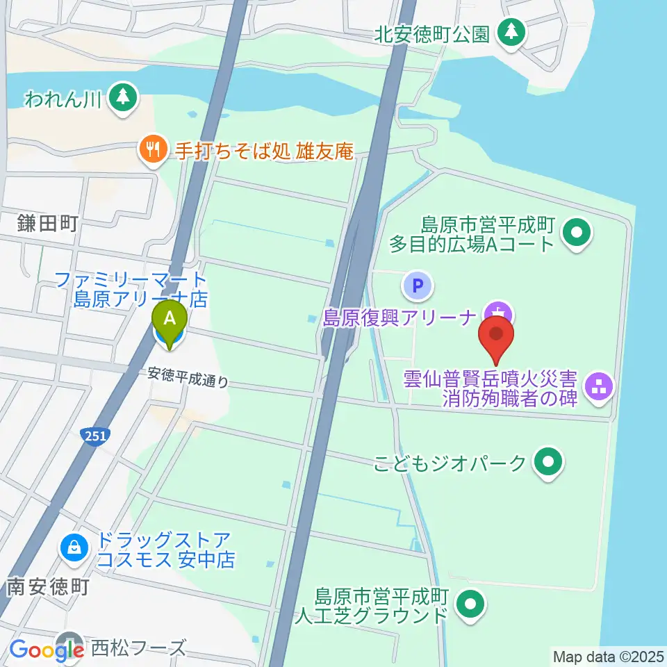 島原復興アリーナ周辺のコンビニエンスストア一覧地図