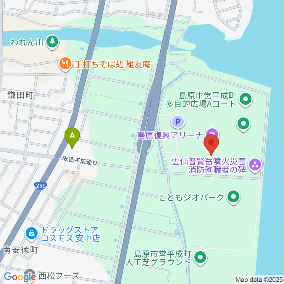 島原復興アリーナ周辺のコンビニエンスストア一覧地図