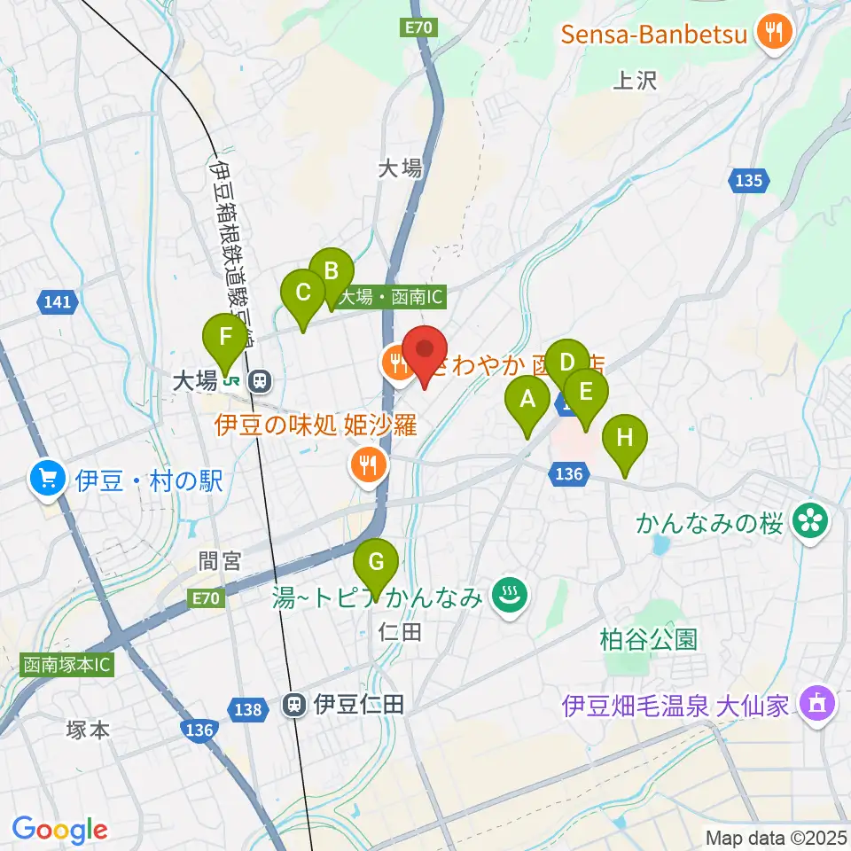 函南町文化センター周辺のコンビニエンスストア一覧地図