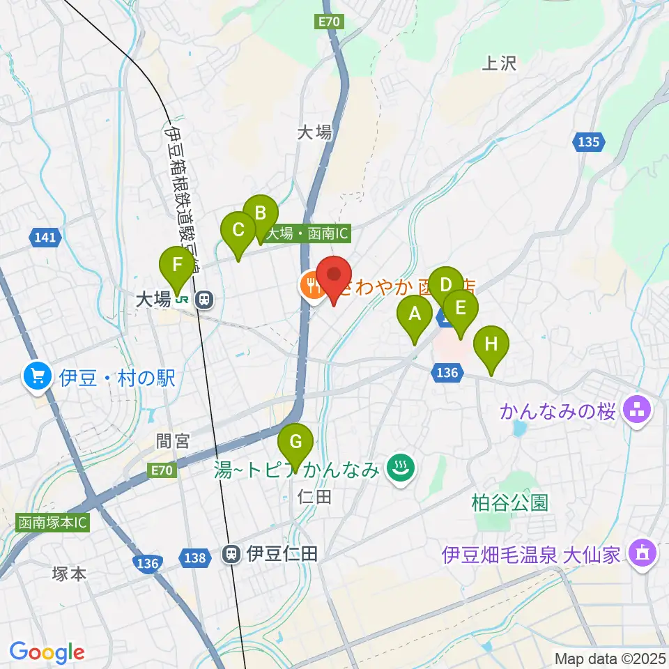 函南町文化センター周辺のコンビニエンスストア一覧地図
