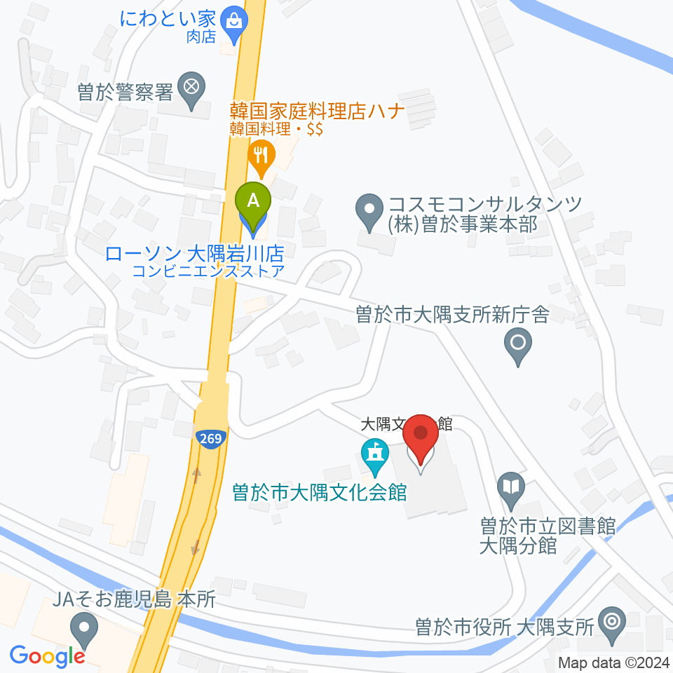 大隅文化会館周辺のコンビニエンスストア一覧地図
