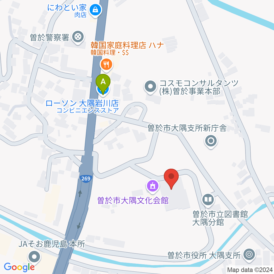 大隅文化会館周辺のコンビニエンスストア一覧地図