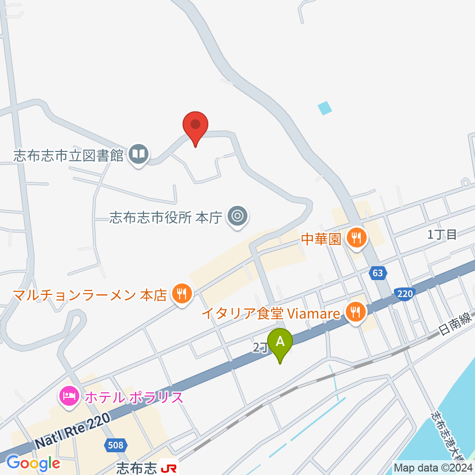 コミュニティセンター志布志市文化会館周辺のコンビニエンスストア一覧地図