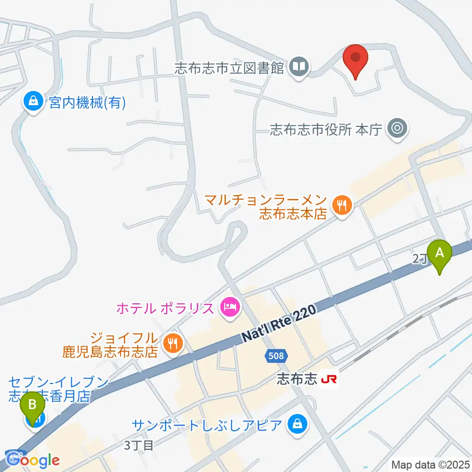コミュニティセンター志布志市文化会館周辺のコンビニエンスストア一覧地図