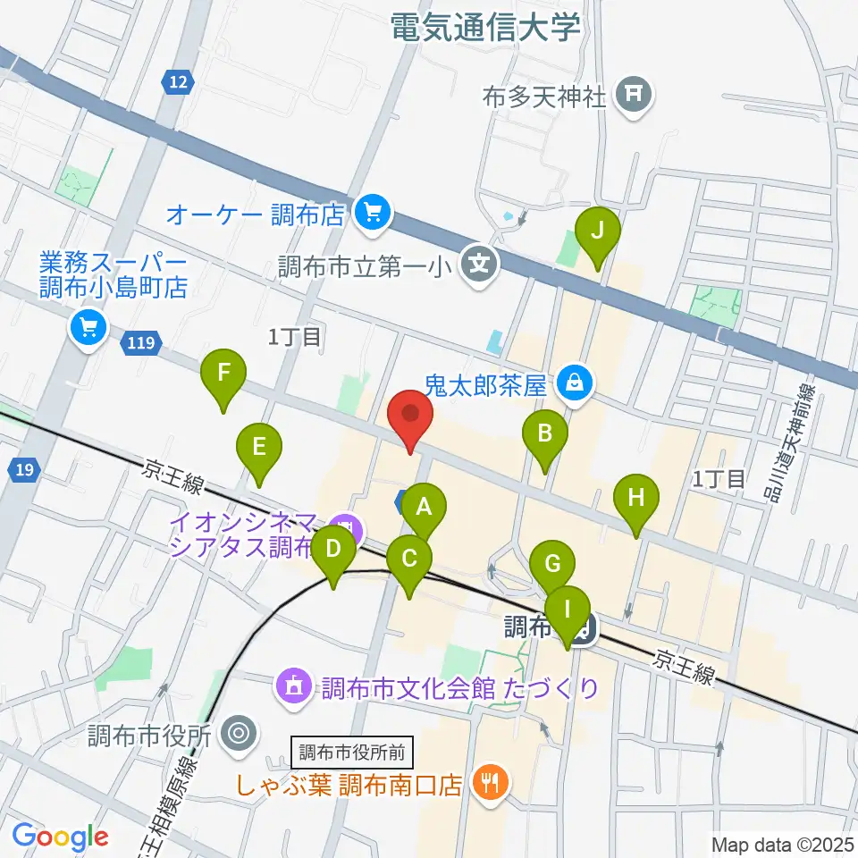 調布Cross周辺のコンビニエンスストア一覧地図