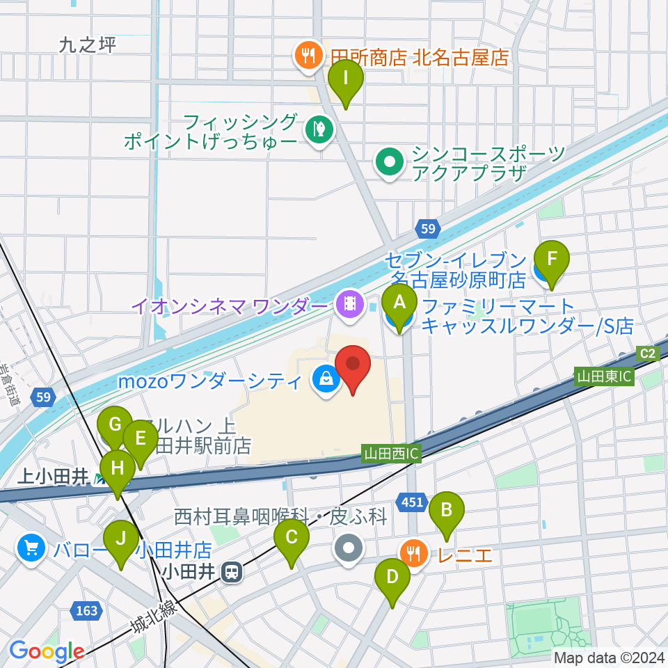 島村楽器 名古屋mozoオーパ店周辺のコンビニエンスストア一覧地図