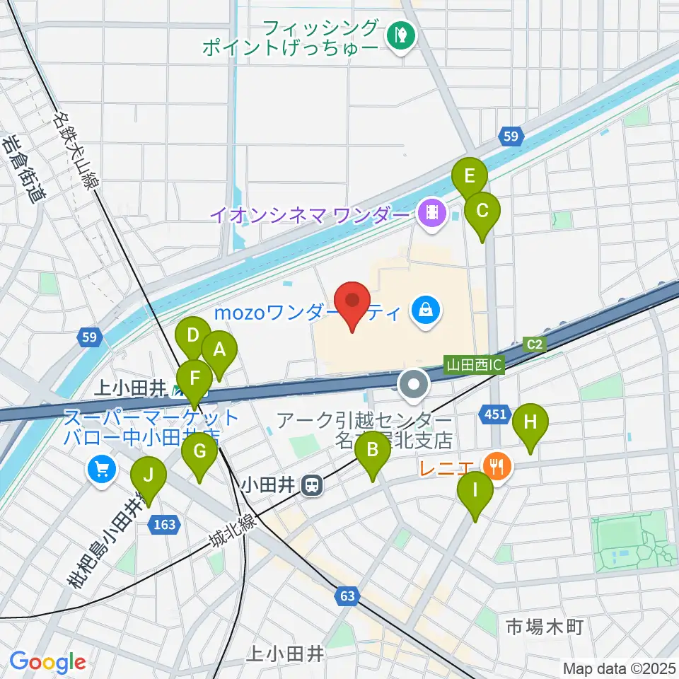 島村楽器 名古屋mozoオーパ店周辺のコンビニエンスストア一覧地図